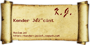 Kender Jácint névjegykártya